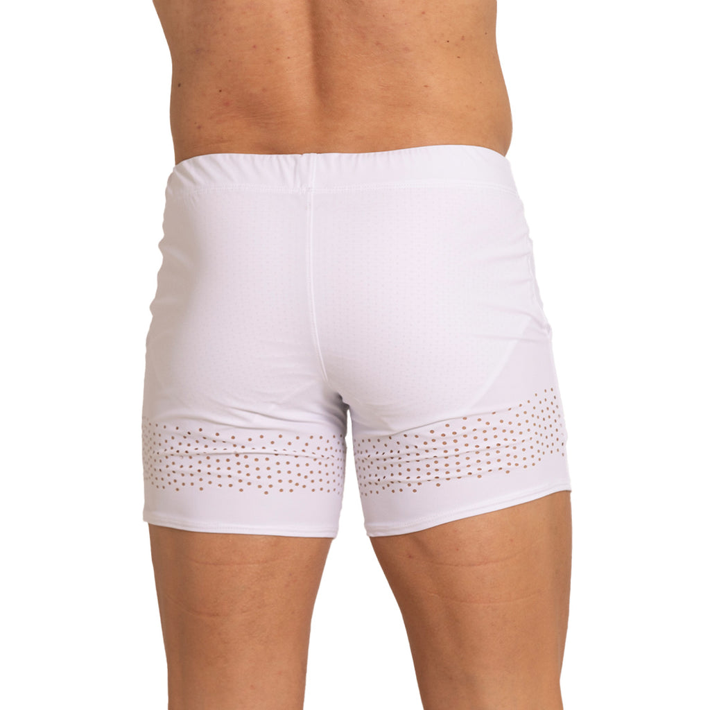 HOLE WHITE BEACHWEAR - Men's white swim trunks, beach trunks