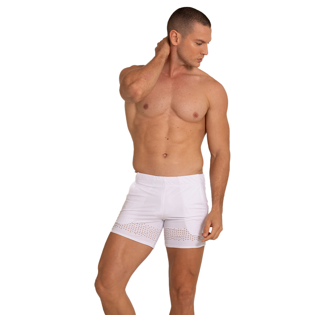 HOLE WHITE BEACHWEAR - Men's white swim trunks, beach trunks
