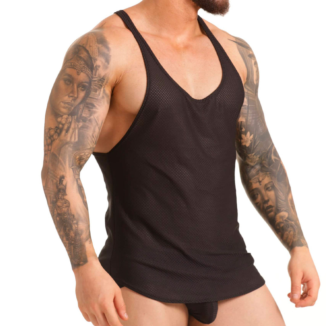 INSUPERABLE BLACK TANK - Sexy men's black t-shirt, sleeveless shirt