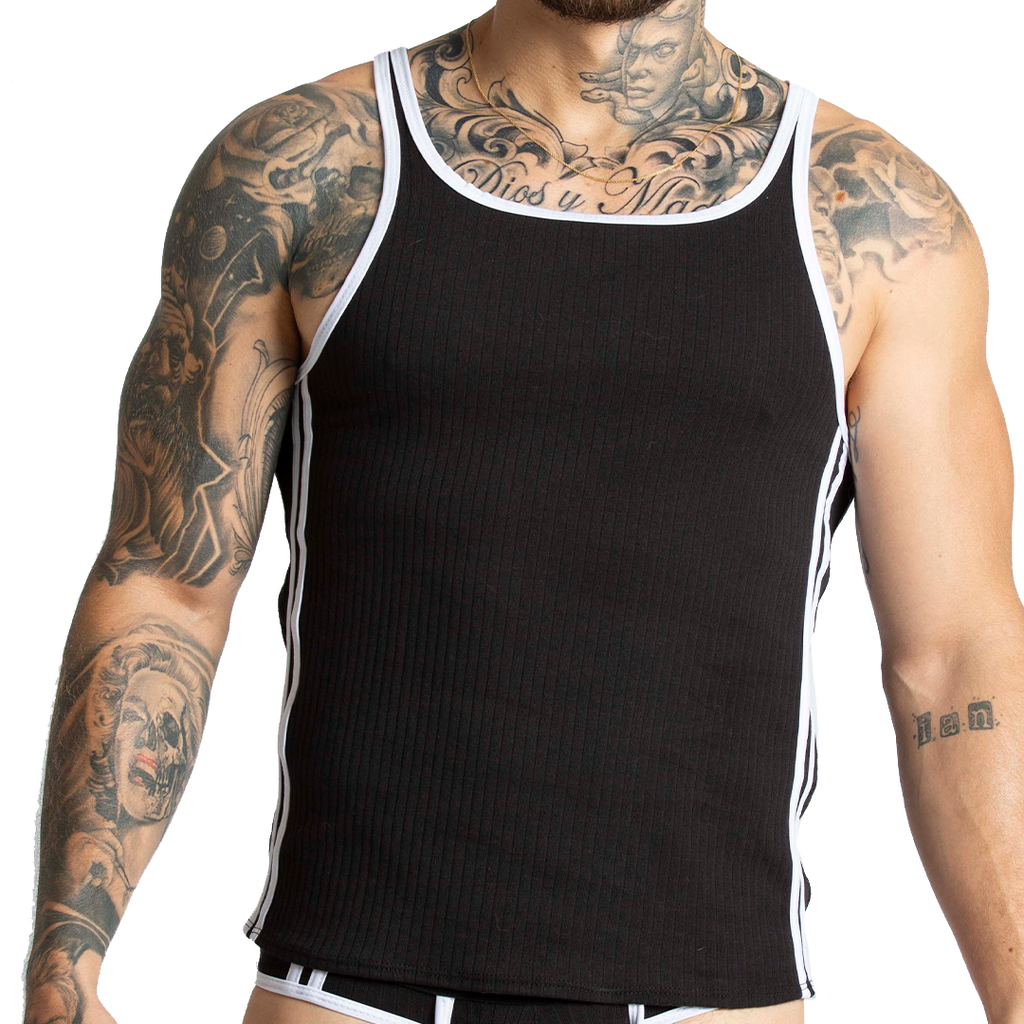 KHANAL BLACK TANK - Sexy men's black t-shirt, sleeveless shirt