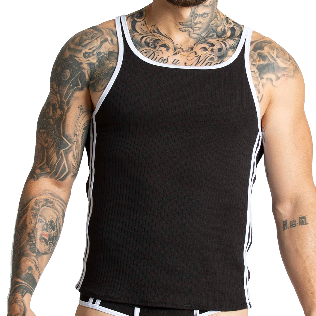 KHANAL BLACK TANK - Sexy men's black t-shirt, sleeveless shirt