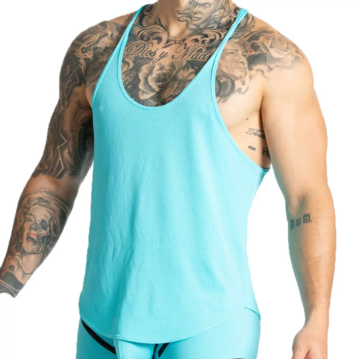 LEMON BLUE TANK - Sexy blue t-shirt for men, sleeveless t-shirt