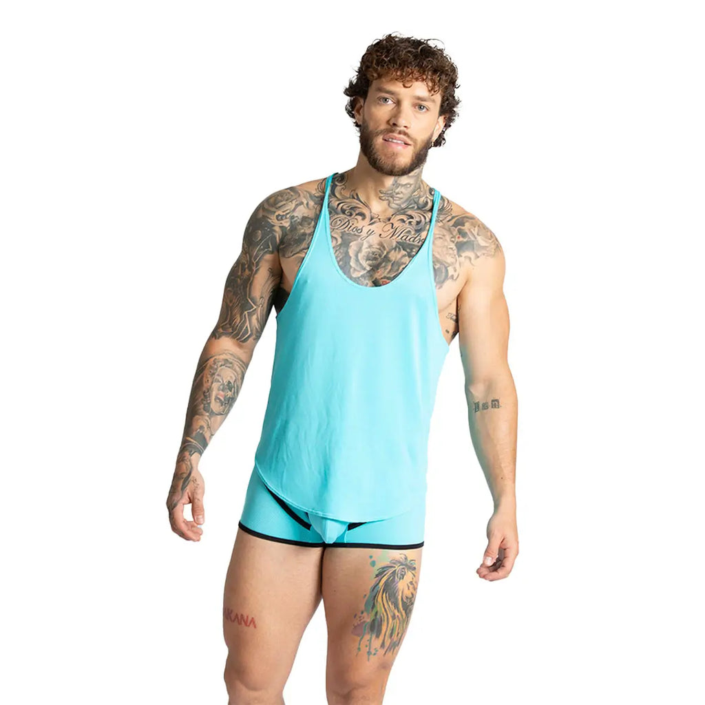LEMON BLUE TANK - Sexy blue t-shirt for men, sleeveless t-shirt