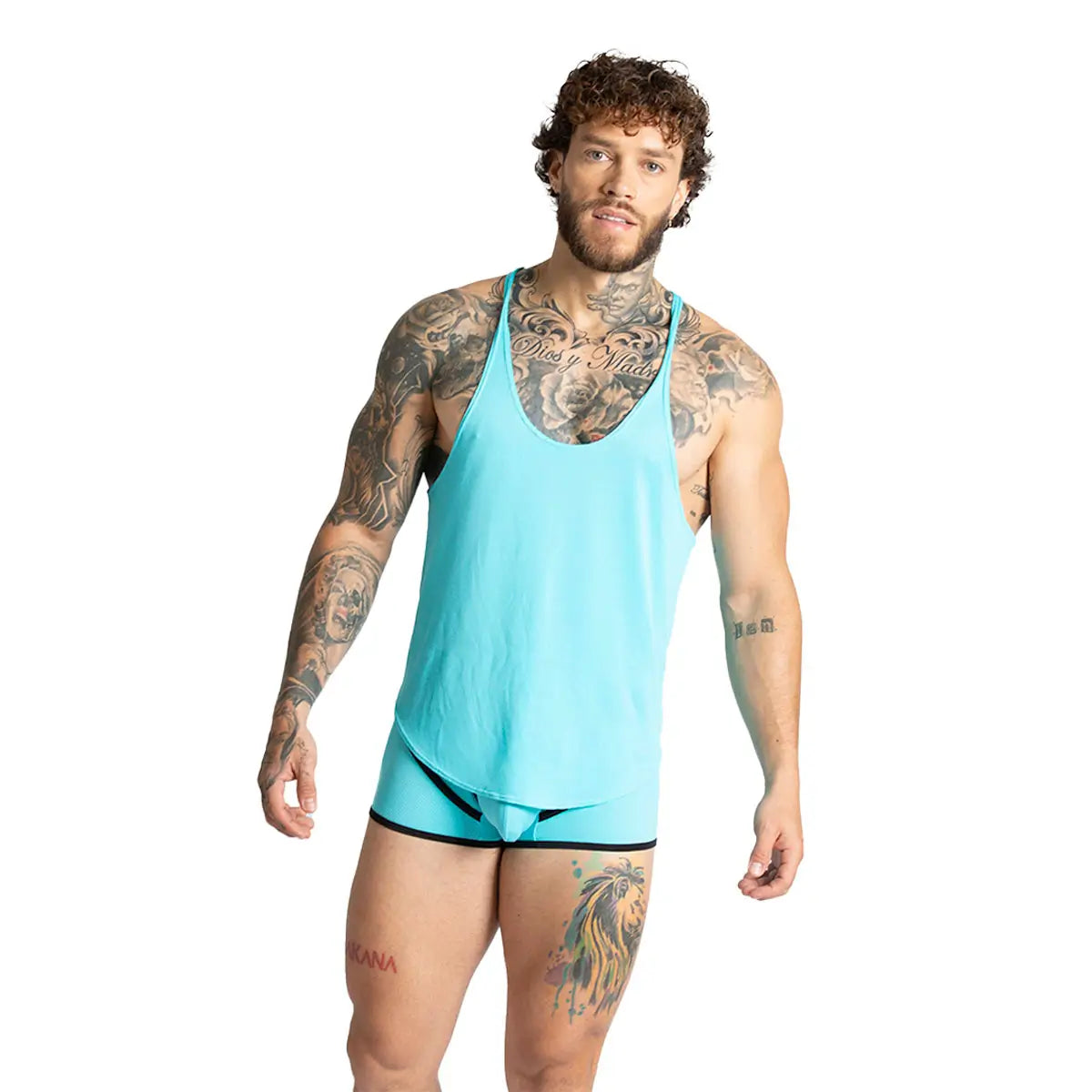 LEMON BLUE TANK - Sexy blue t-shirt for men, sleeveless t-shirt