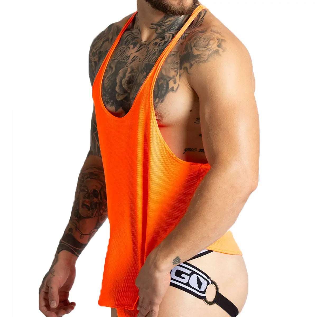 LEMON ORANGE TANK - Sexy orange t-shirt for men, sleeveless t-shirt