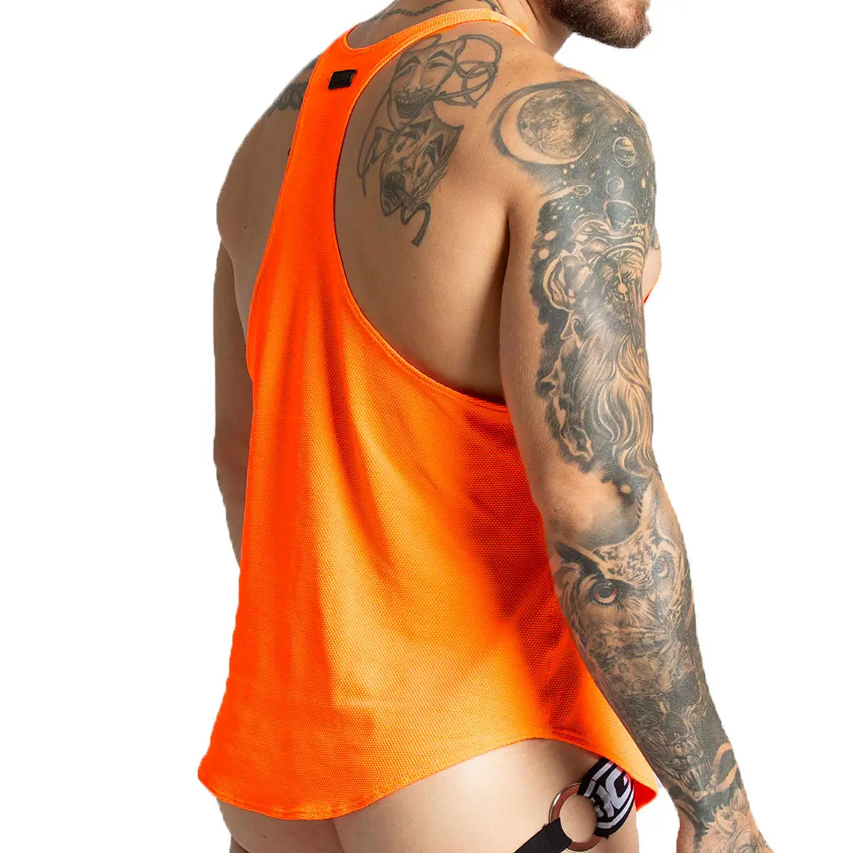 LEMON ORANGE TANK - Sexy orange t-shirt for men, sleeveless t-shirt