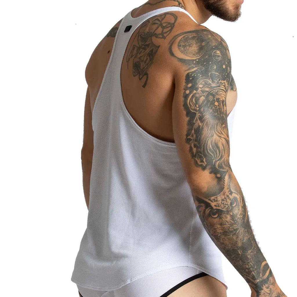 LEMON WHITE TANK - Sexy white t-shirt for men, sleeveless t-shirt