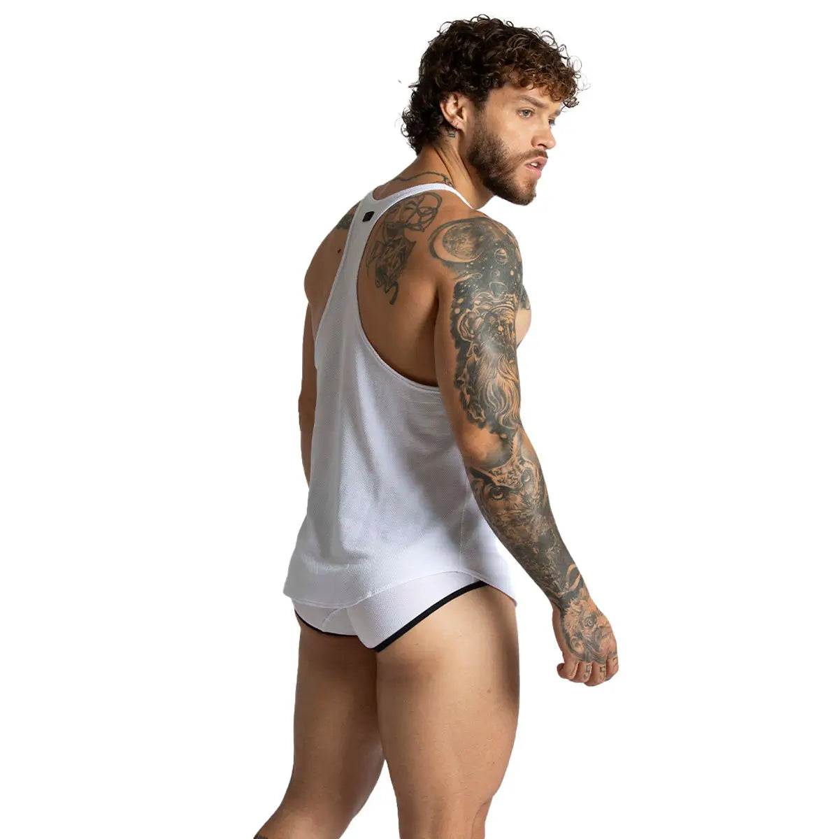 LEMON WHITE TANK - Sexy white t-shirt for men, sleeveless t-shirt