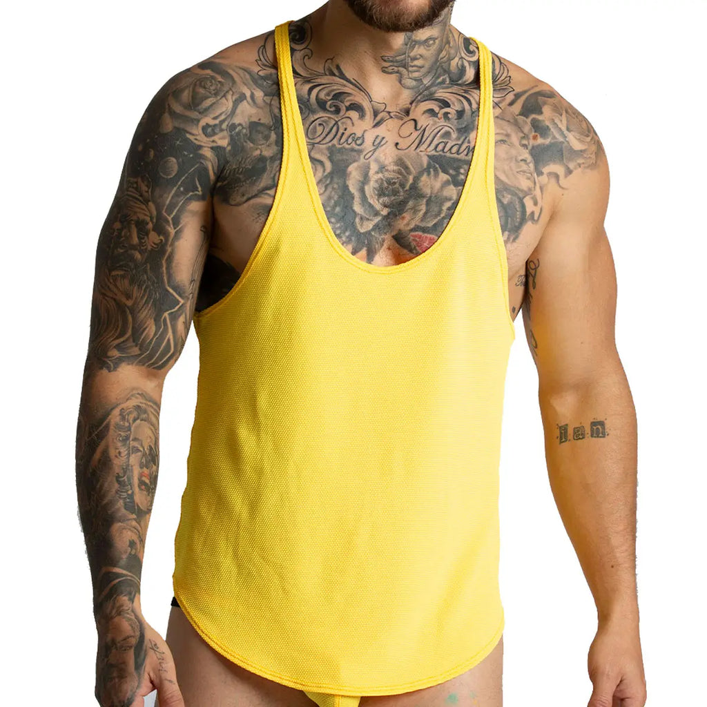 LEMON YELLOW TANK - Sexy yellow t-shirt for men, sleeveless t-shirt
