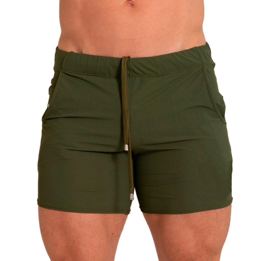LETTERS GREEN BEACHWEAR - Men's green swim trunks, beach trunks