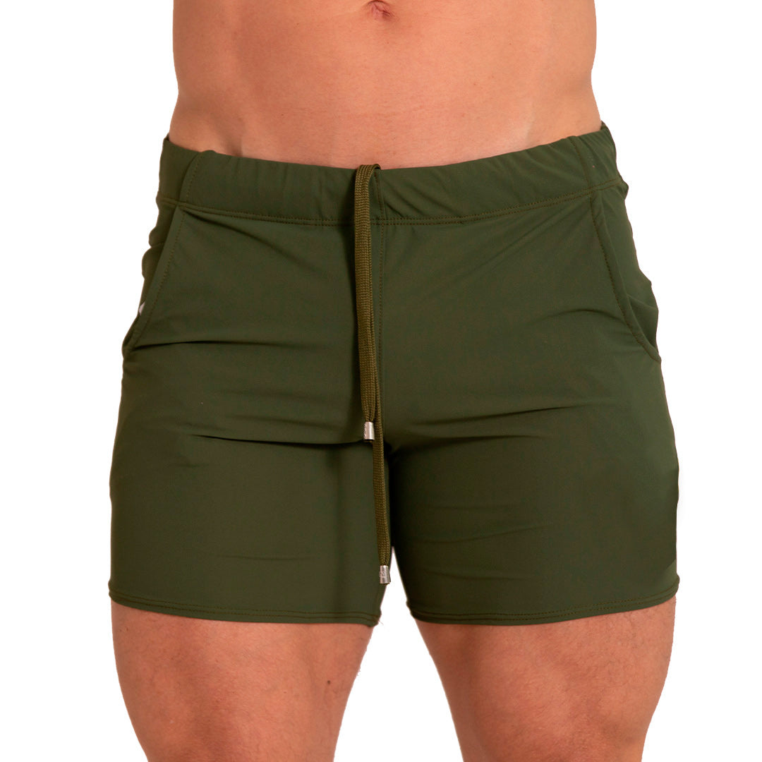 LETTERS GREEN BEACHWEAR - Men's green swim trunks, beach trunks