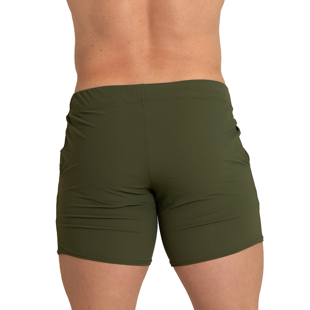 LETTERS GREEN BEACHWEAR - Men's green swim trunks, beach trunks