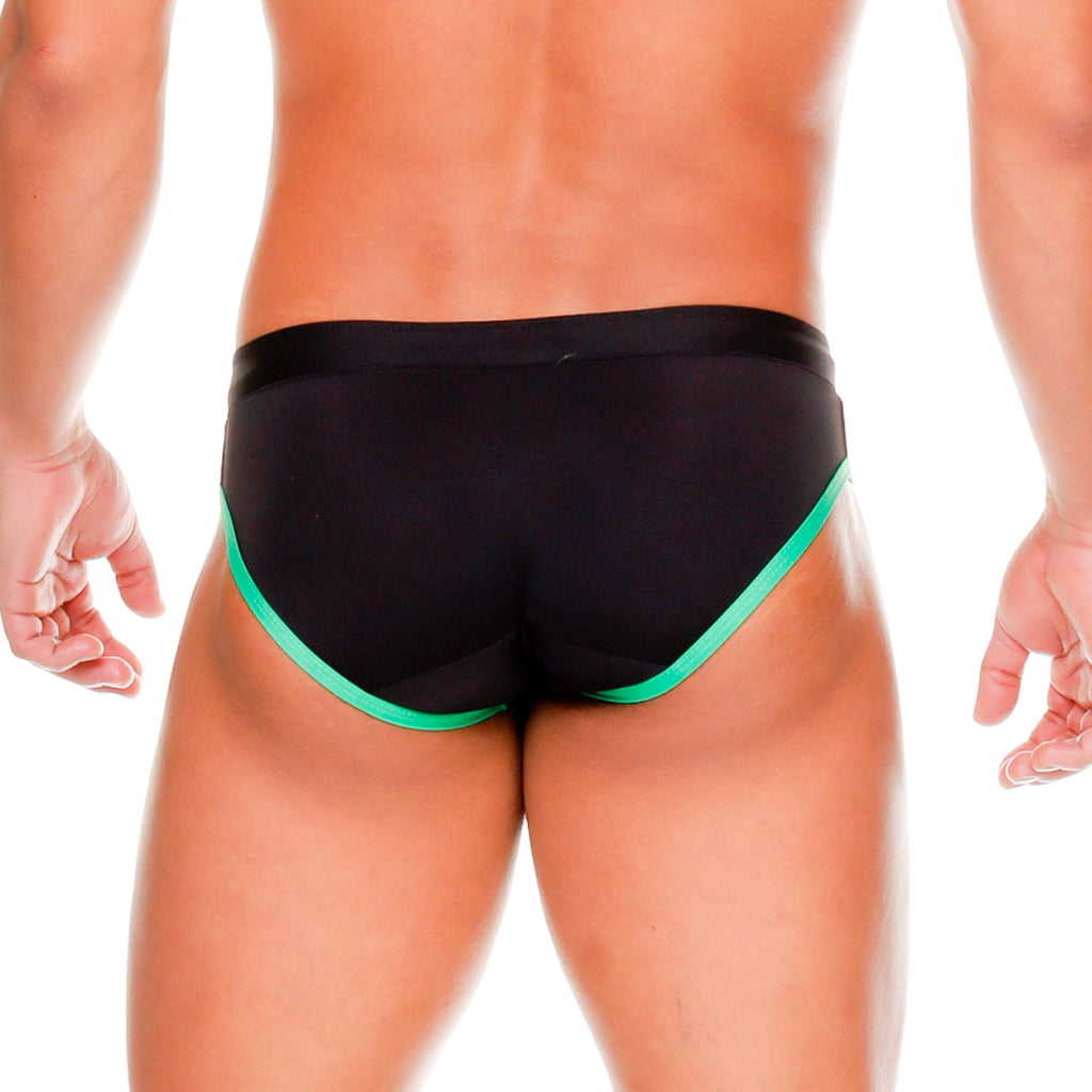 MEDIEVAL GREEN SWIM BRIEF - Black swimsuit for men