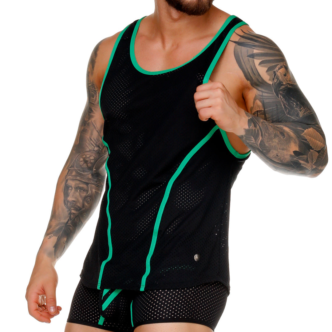 MEDIEVAL GREEN TANK - Sexy men's black t-shirt, sleeveless shirt