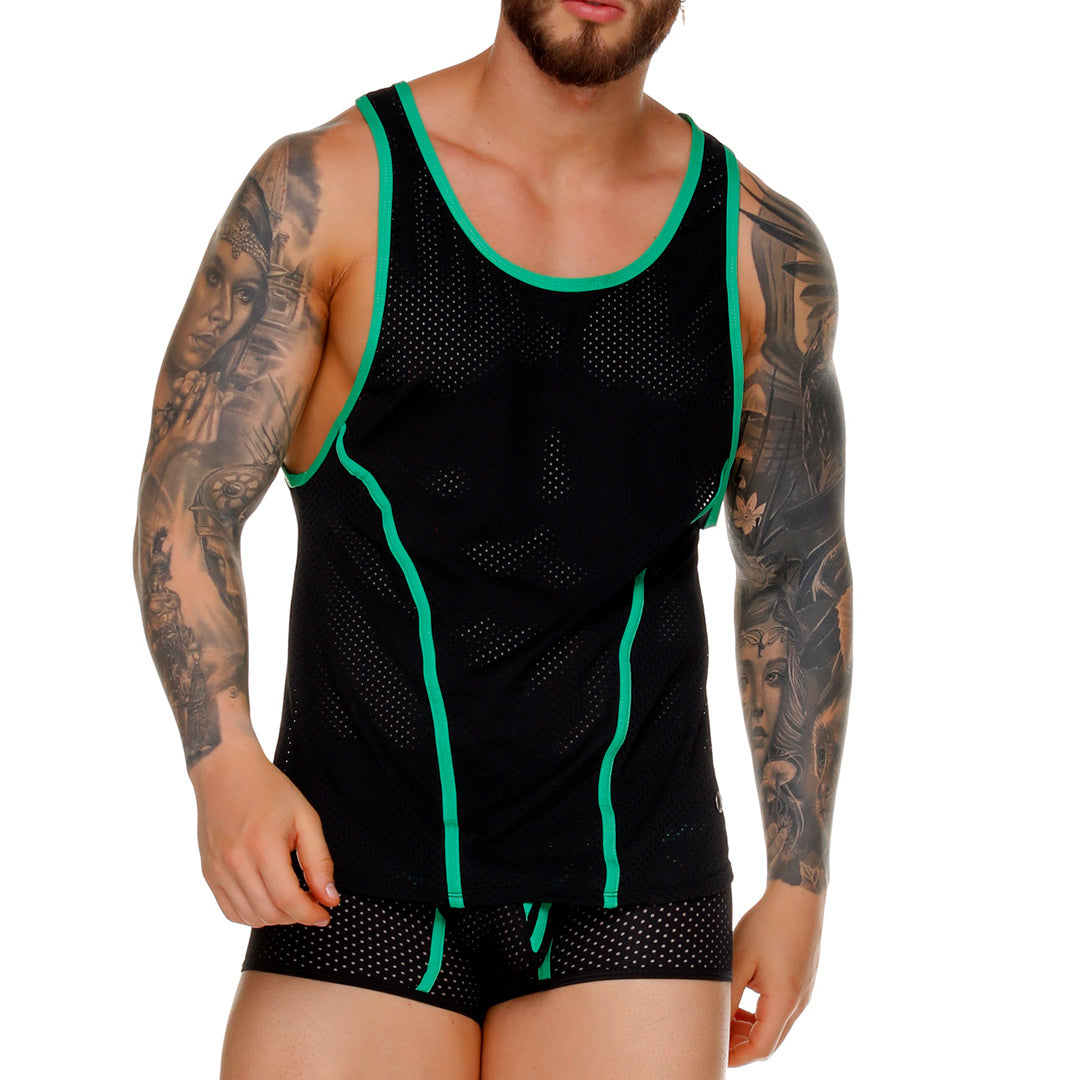 MEDIEVAL GREEN TANK - Sexy men's black t-shirt, sleeveless shirt