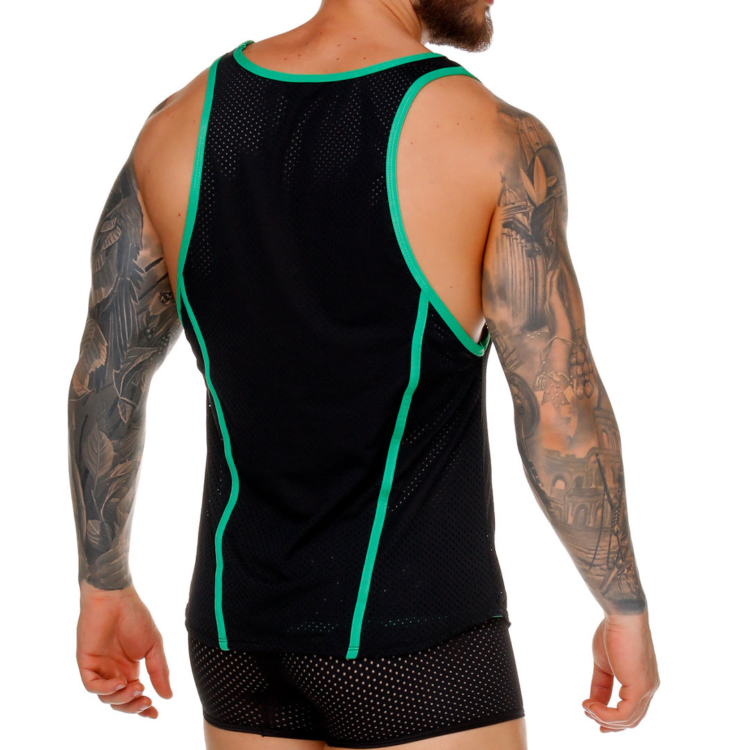 MEDIEVAL GREEN TANK - Sexy men's black t-shirt, sleeveless shirt
