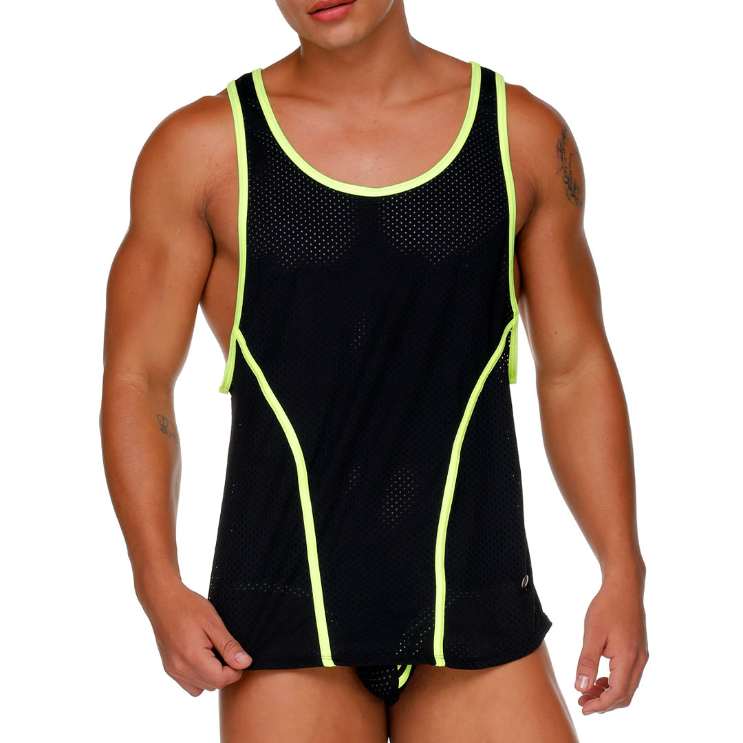 MEDIEVAL YELLOW TANK - Sexy men's black t-shirt, sleeveless shirt