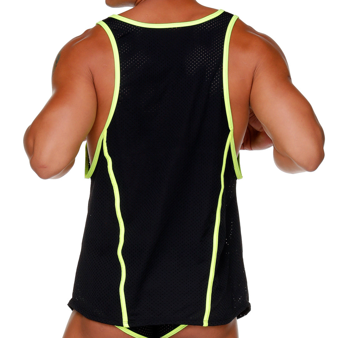 MEDIEVAL YELLOW TANK - Sexy men's black t-shirt, sleeveless shirt