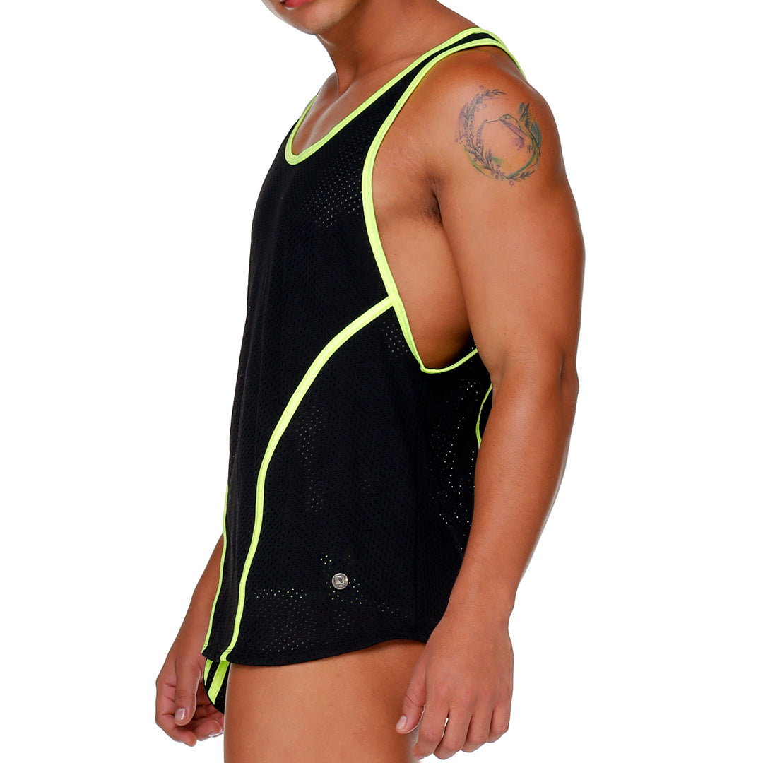 MEDIEVAL YELLOW TANK - Sexy men's black t-shirt, sleeveless shirt