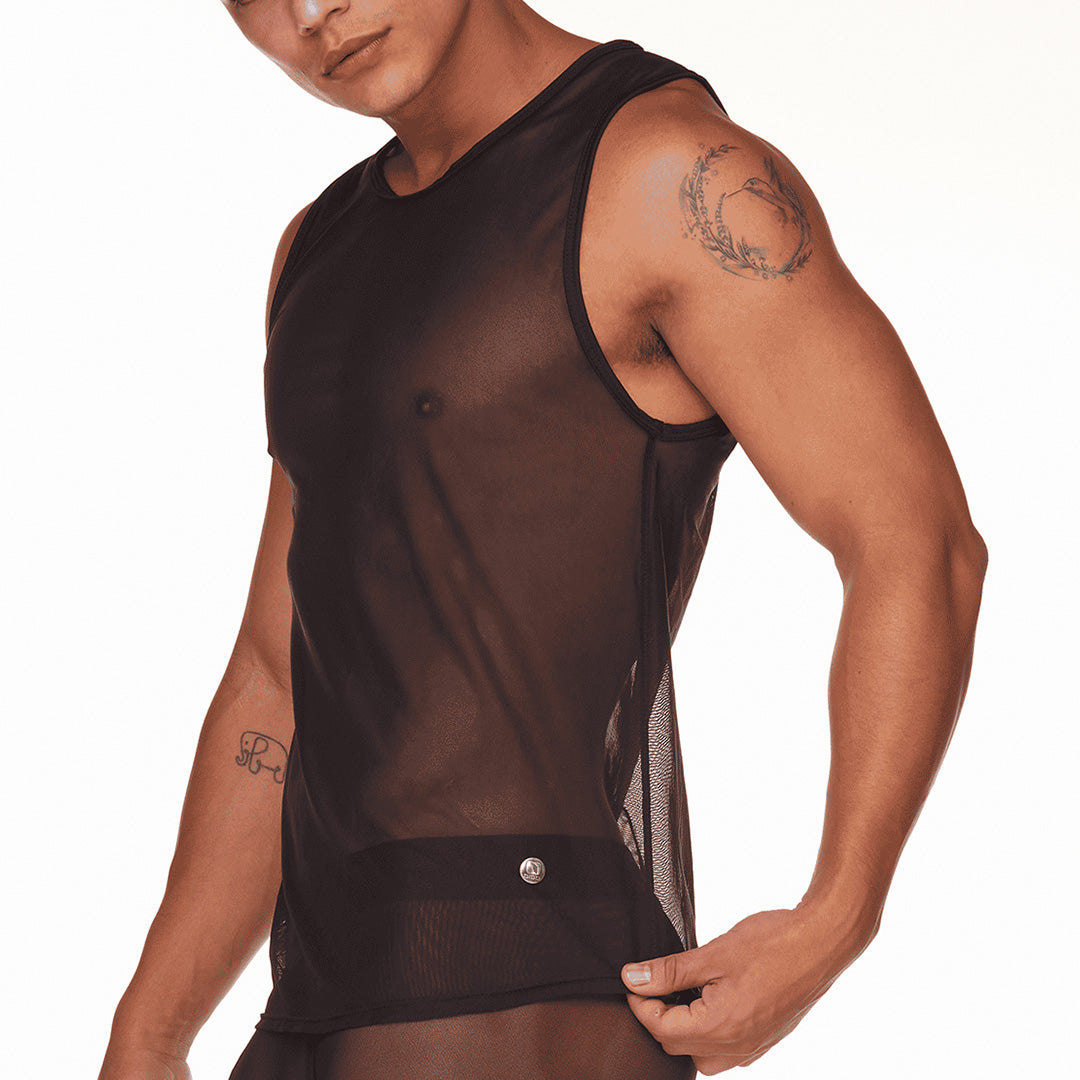 MEDITERRANEAN TANK - Sexy men's black t-shirt, sleeveless shirt