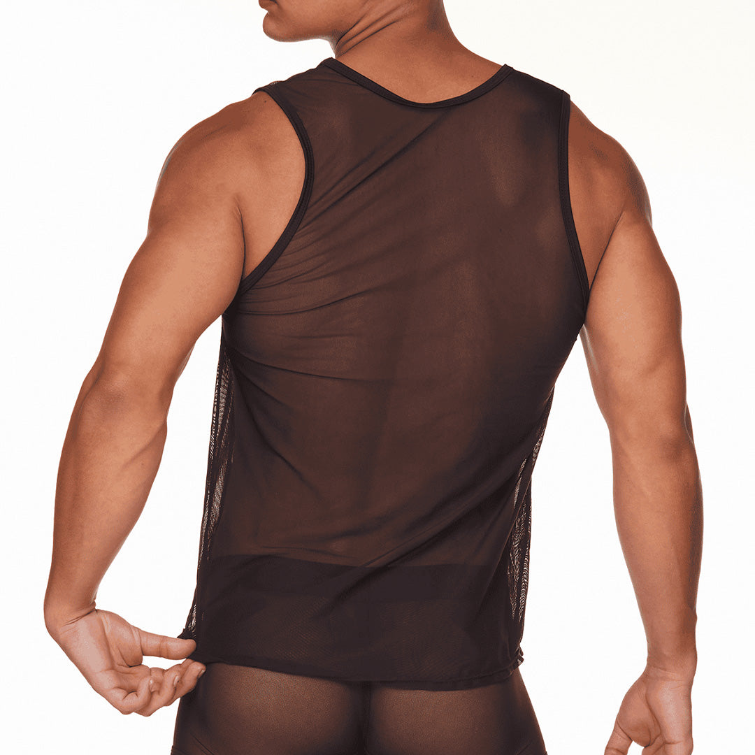 MEDITERRANEAN TANK - Sexy men's black t-shirt, sleeveless shirt
