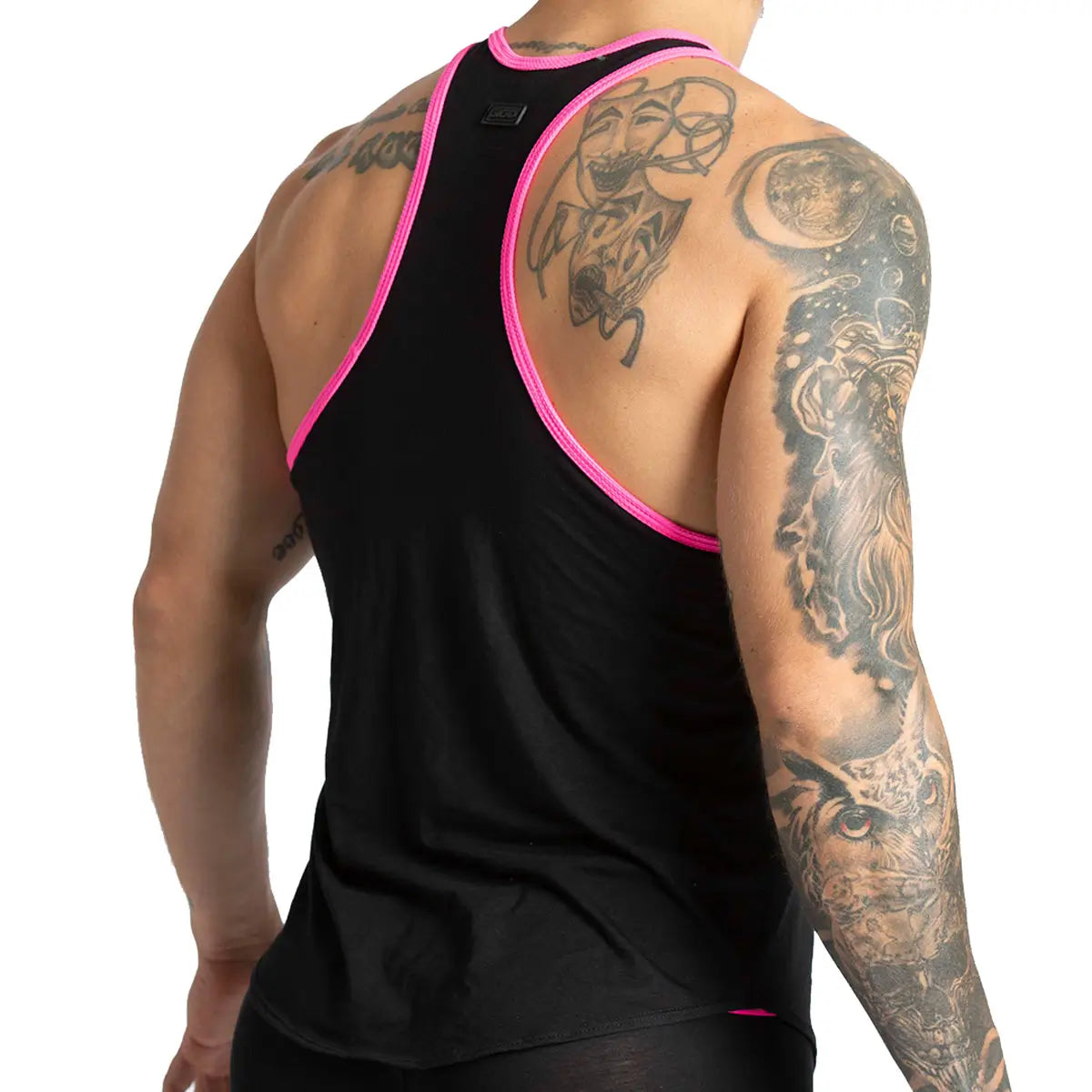 MISTY FUCSHIA TANK - Sexy men's black t-shirt, sleeveless shirt