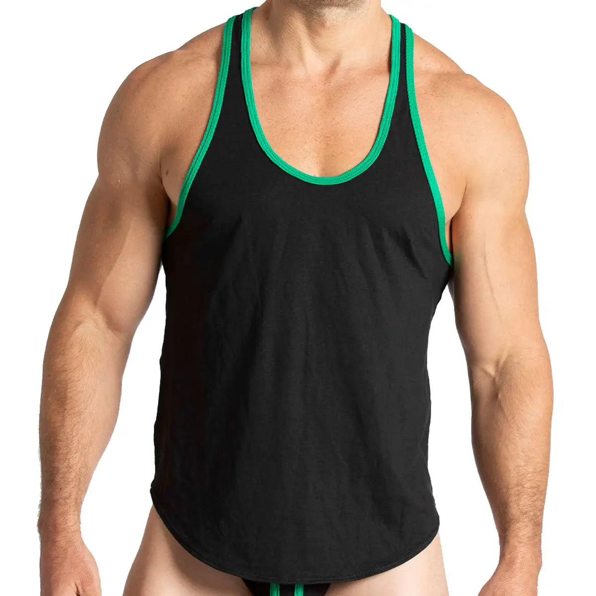MISTY GREEN TANK - Sexy men's black t-shirt, sleeveless shirt