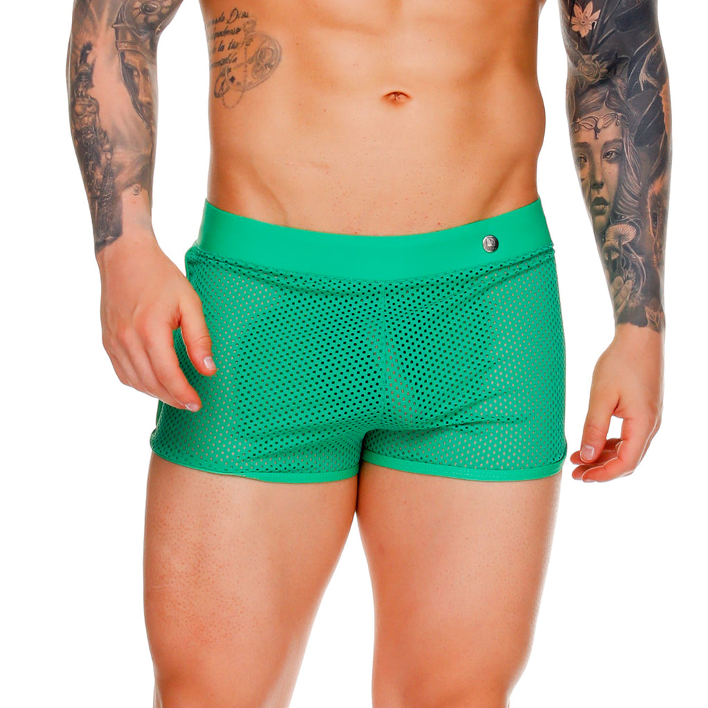 MOROCCO GREEN HOTSHORT - Men's green mesh shorts