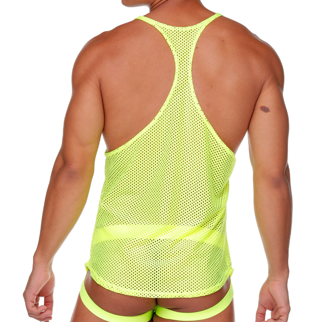 MOROCCO YELLOW TANK - Sexy fluorecent yellow t-shirt for men, sleeveless t-shirt