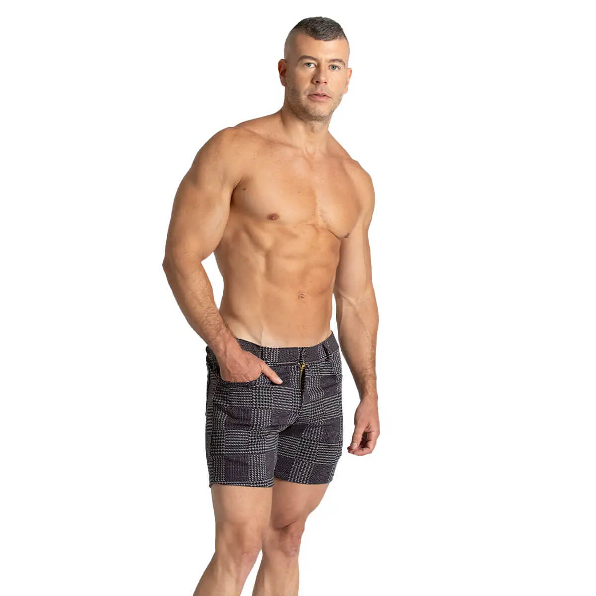 MOUNTAIN BLACK SHORT - Men's formal checkered shorts