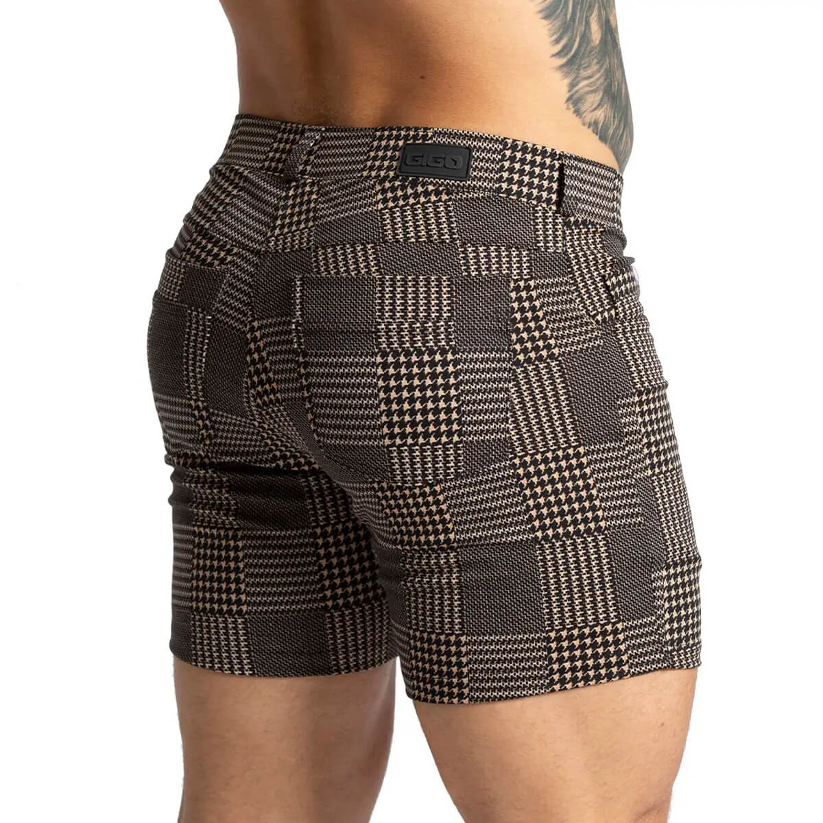 MOUNTAIN BROWN SHORT - Men's formal checkered shorts