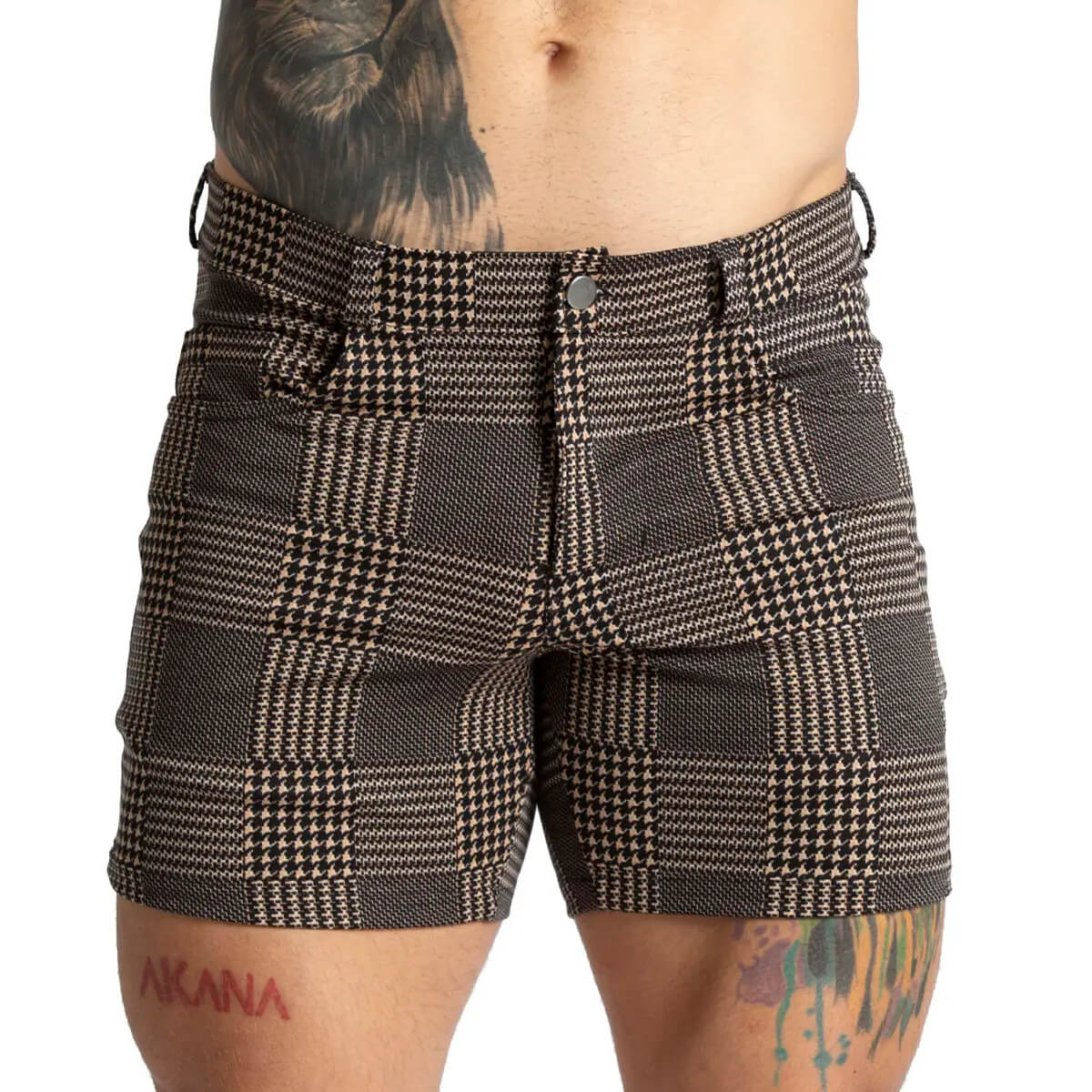 MOUNTAIN BROWN SHORT - Men's formal checkered shorts
