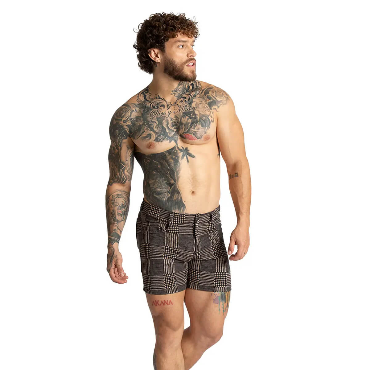 MOUNTAIN BROWN SHORT - Men's formal checkered shorts