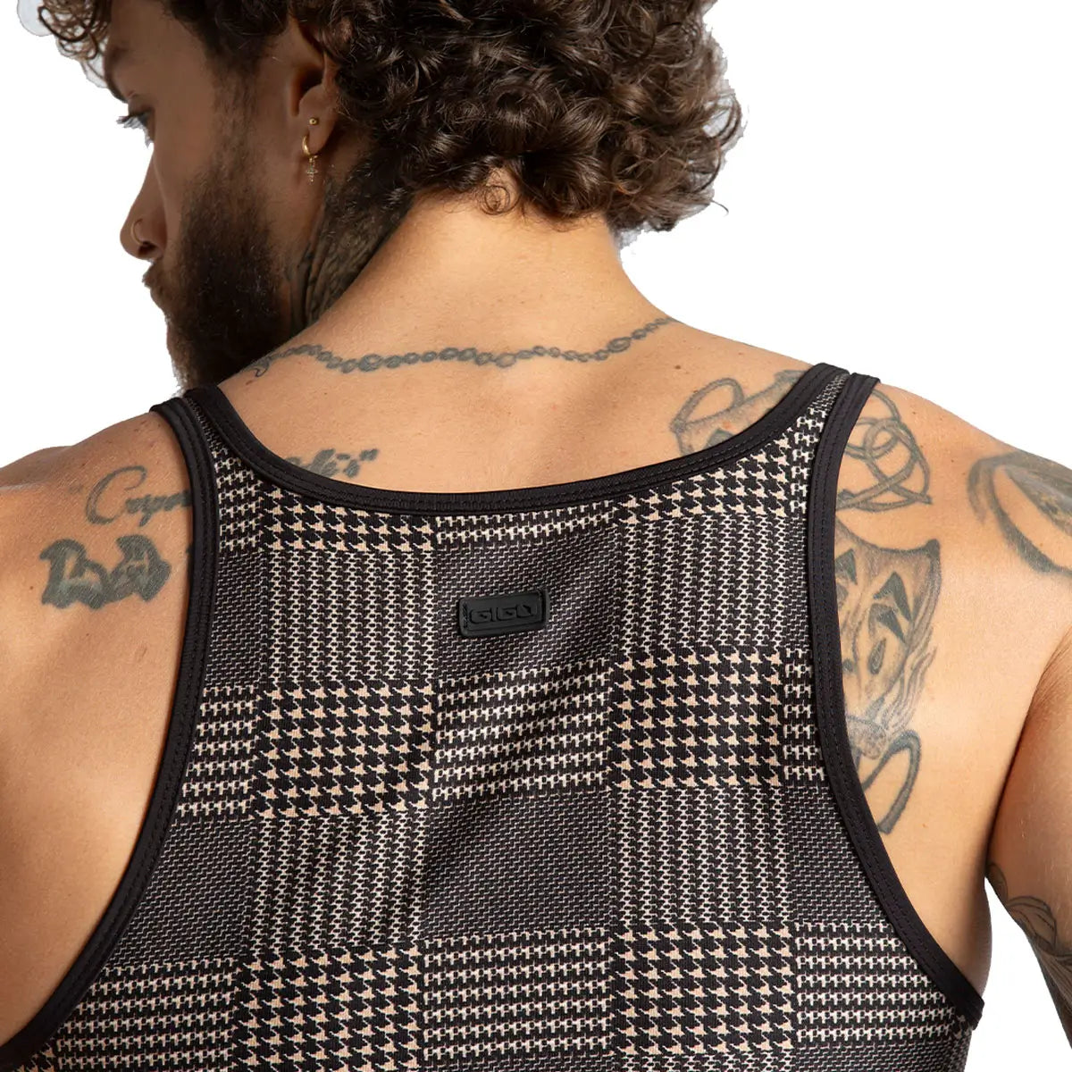 MOUNTAIN BROWN TANK - Sexy playera en cuadros para hombre, camisilla sin mangas