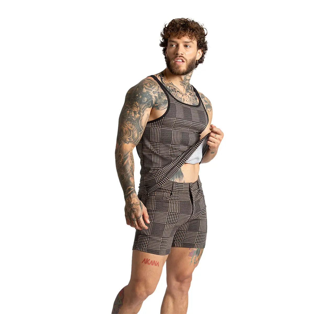 MOUNTAIN BROWN TANK - Sexy playera en cuadros para hombre, camisilla sin mangas