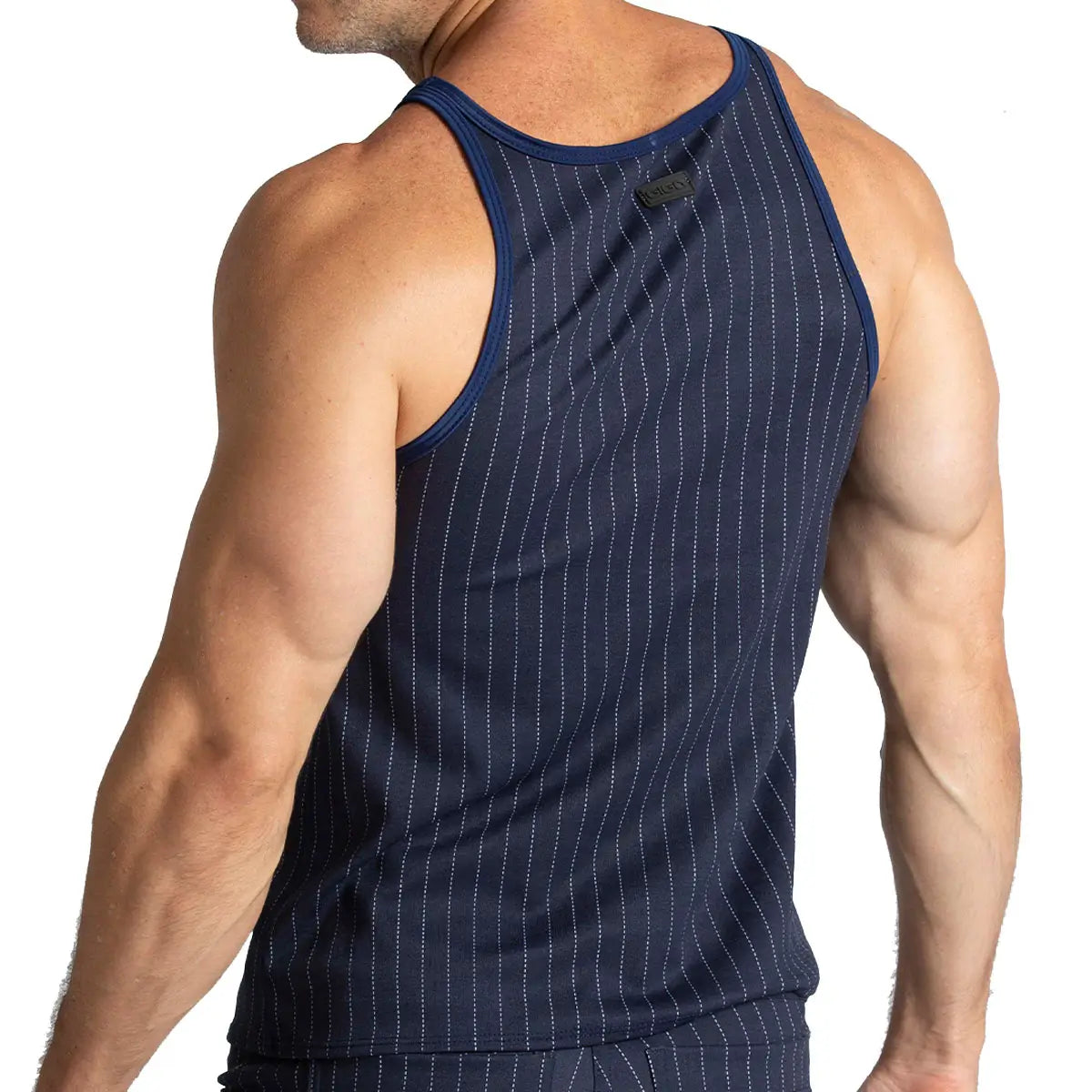 MOUNTAIN LINE TANK - Sexy blue t-shirt for men, sleeveless t-shirt