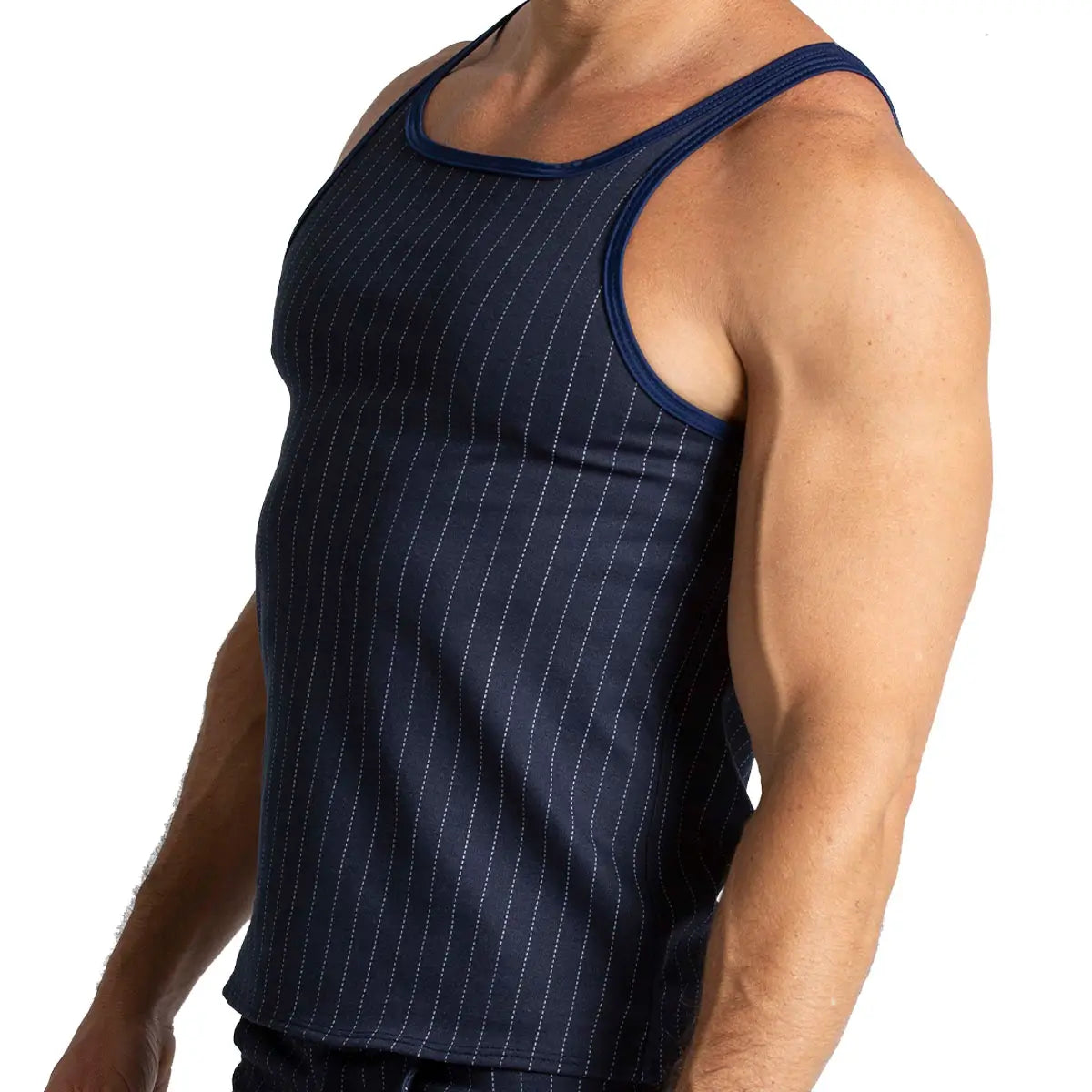 MOUNTAIN LINE TANK - Sexy blue t-shirt for men, sleeveless t-shirt
