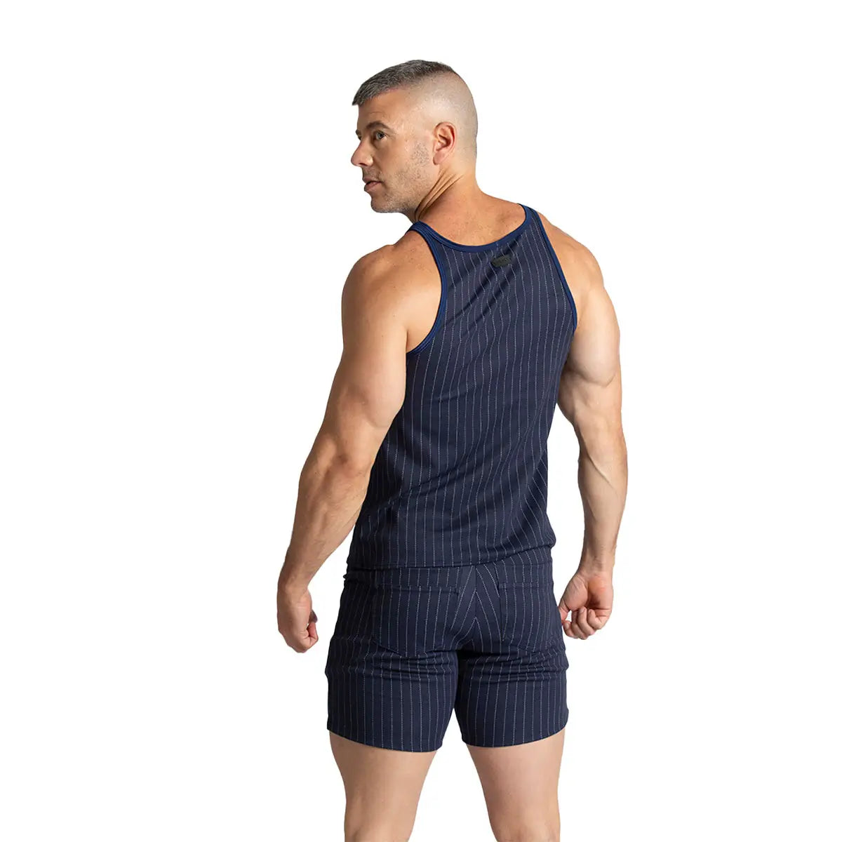 MOUNTAIN LINE TANK - Sexy blue t-shirt for men, sleeveless t-shirt