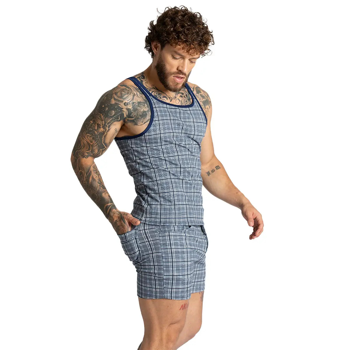MOUNTAIN SQUARE TANK - Sexy playera en cuadros para hombre, camisilla sin mangas