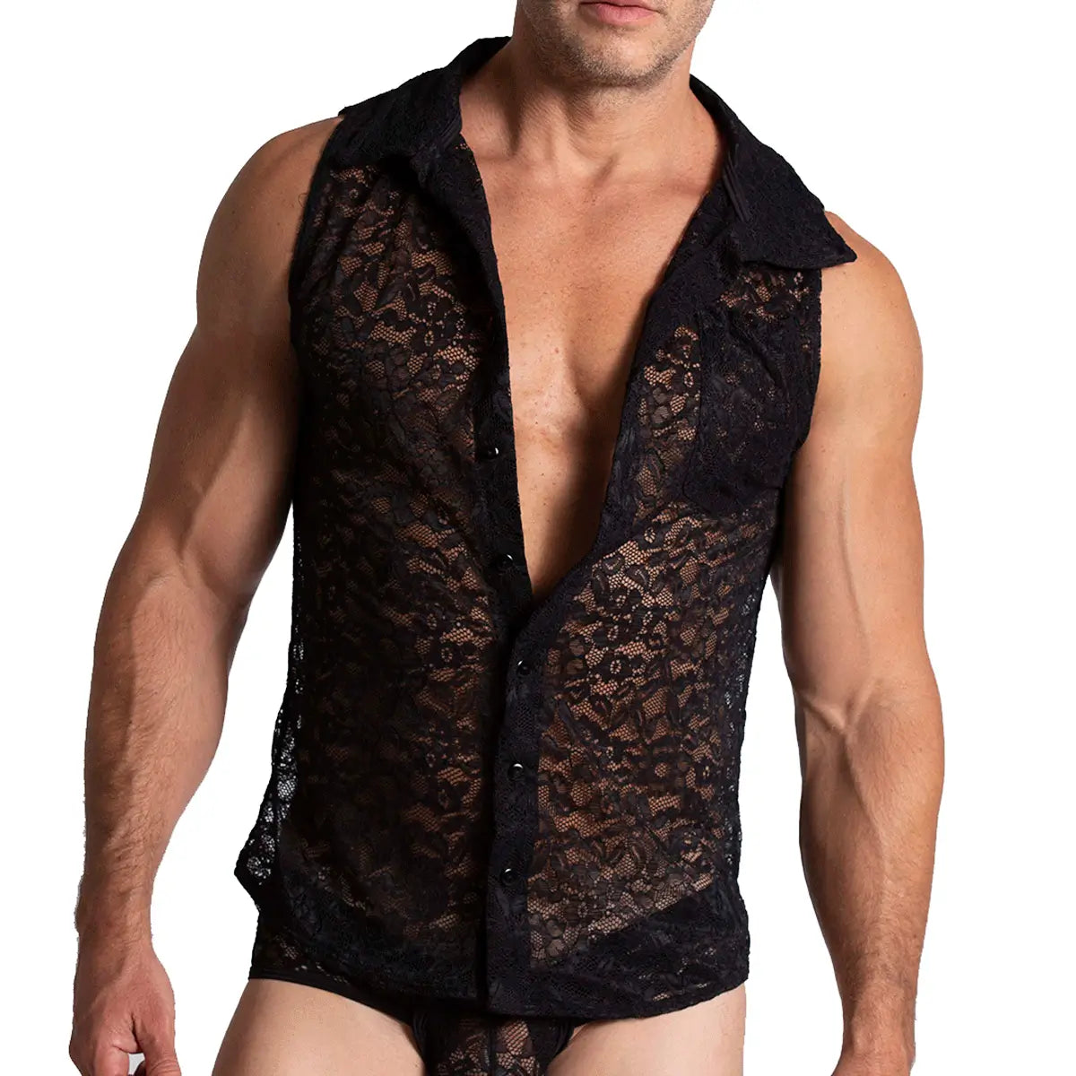 PARADISE BLACK SHIRT - Men's Black Lace Shirt, Guayabera Shirt, Beach Shirt, Beach Shirt