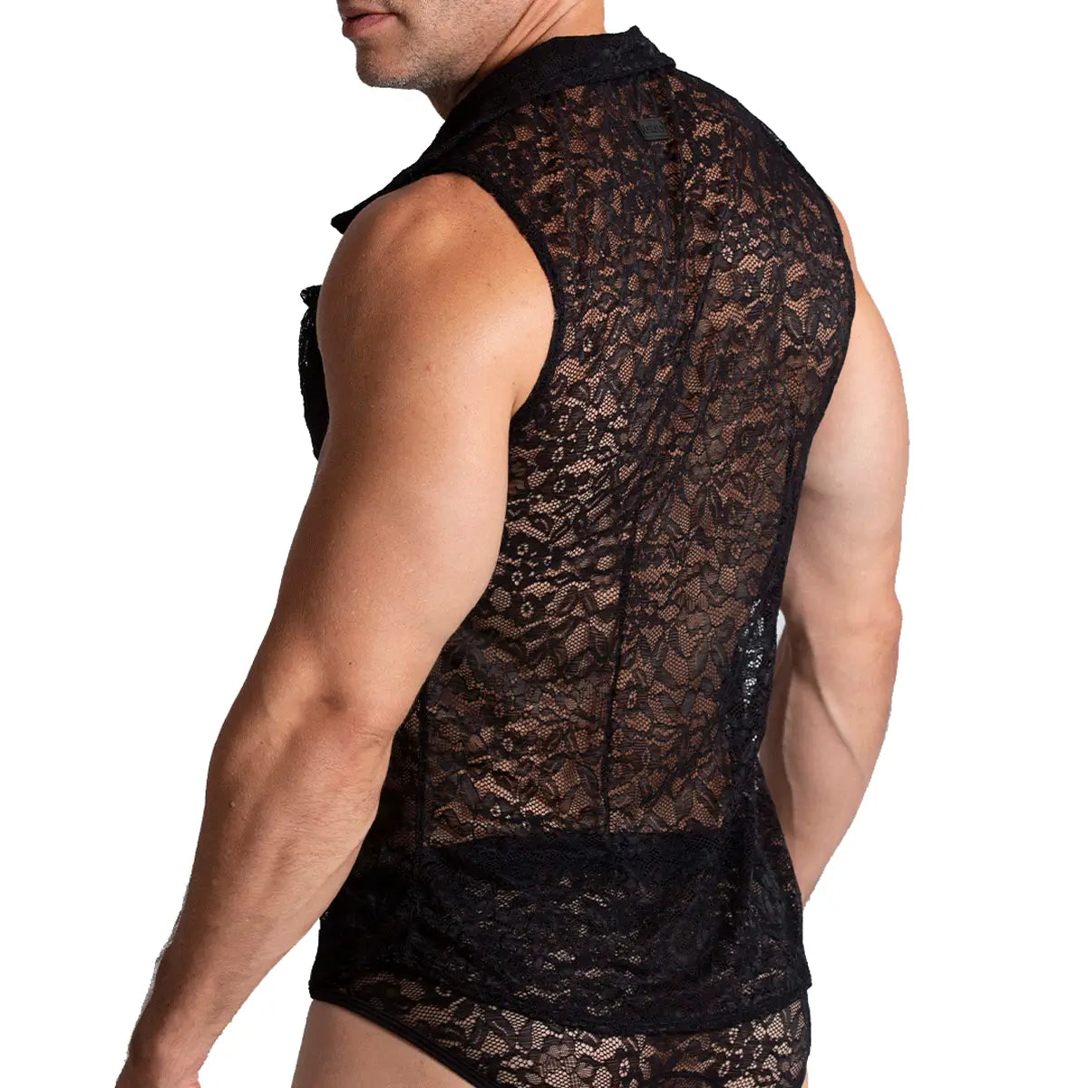 PARADISE BLACK SHIRT - Men's Black Lace Shirt, Guayabera Shirt, Beach Shirt, Beach Shirt