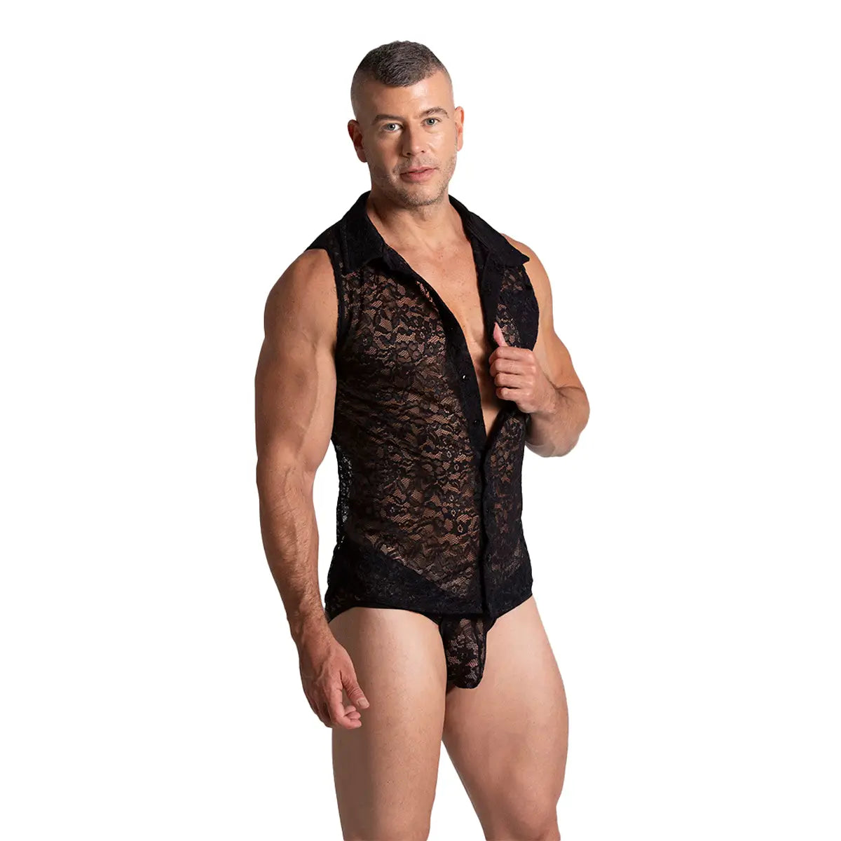 PARADISE BLACK SHIRT - Men's Black Lace Shirt, Guayabera Shirt, Beach Shirt, Beach Shirt