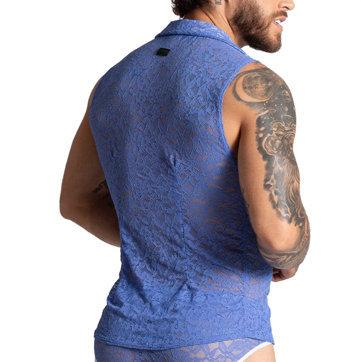 PARADISE BLUE SHIRT - Men's Blue Lace Shirt, Guayabera Shirt, Beach Shirt, Beach Shirt
