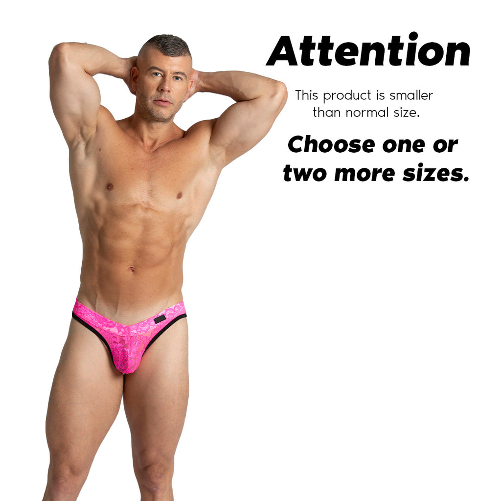 PARADISE FUCSHIA GSTRING - Sexy fucshia thong in lace for men with a cup that allows enhancement