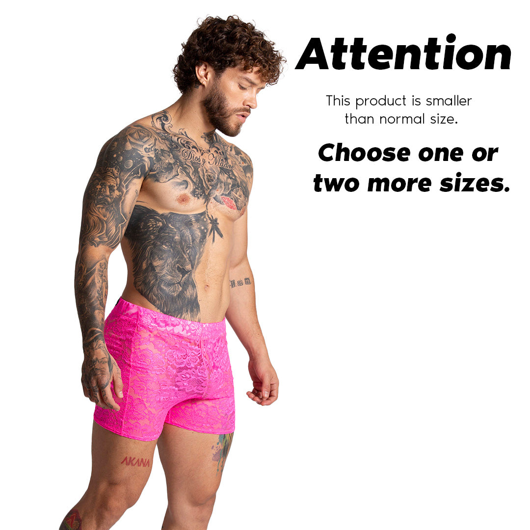 PARADISE FUCSHIA HOTSHORT - Sexy Short in fucshia lace for men