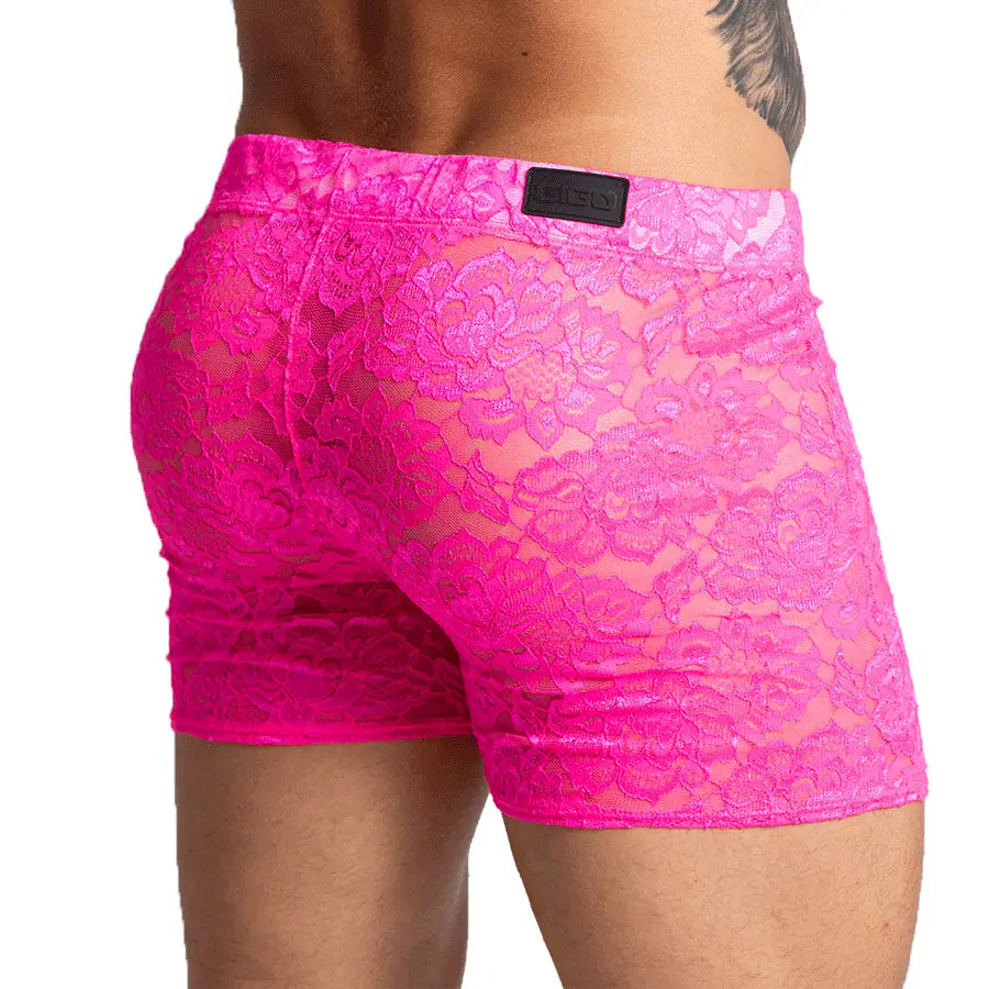 PARADISE FUCSHIA HOTSHORT - Sexy Short in fucshia lace for men