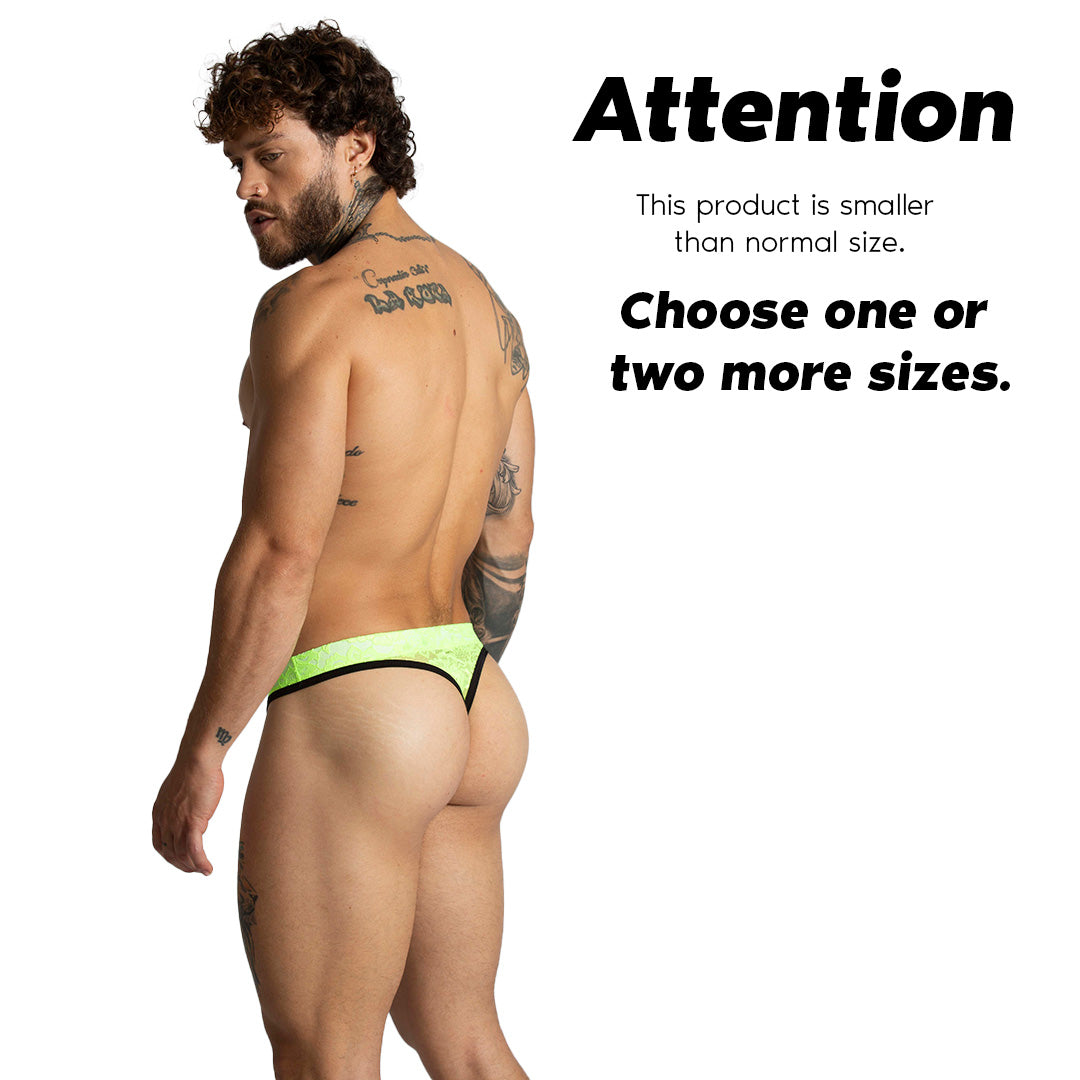 PARADISE YELLOW GSTRING - Sexy yellow thong in lace for men with a cup that allows enhancement