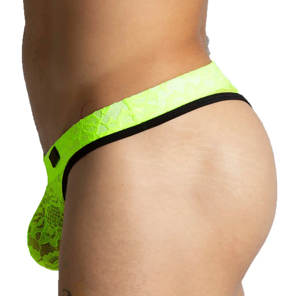 PARADISE YELLOW GSTRING - Sexy yellow thong in lace for men with a cup that allows enhancement