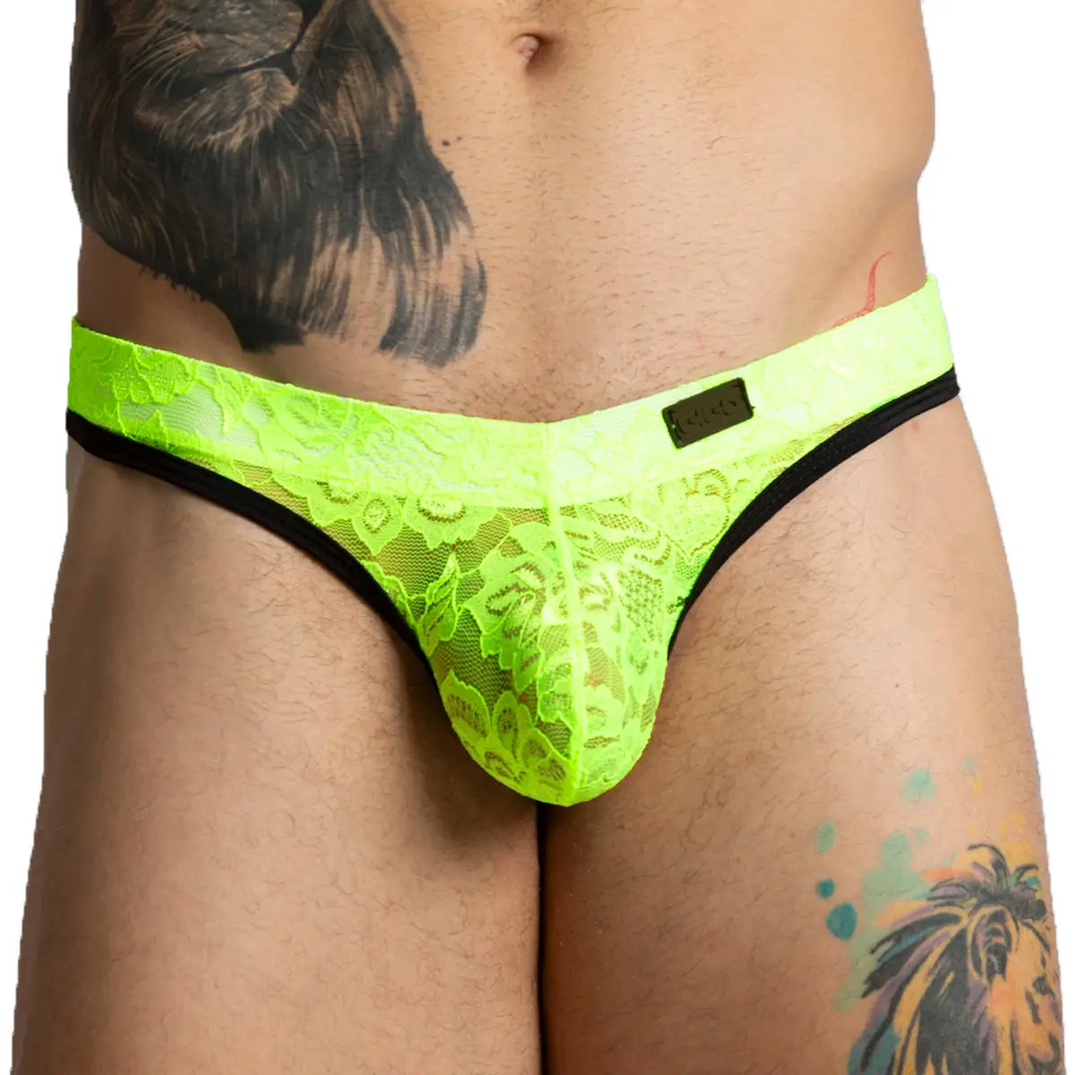 PARADISE YELLOW GSTRING - Sexy yellow thong in lace for men with a cup that allows enhancement