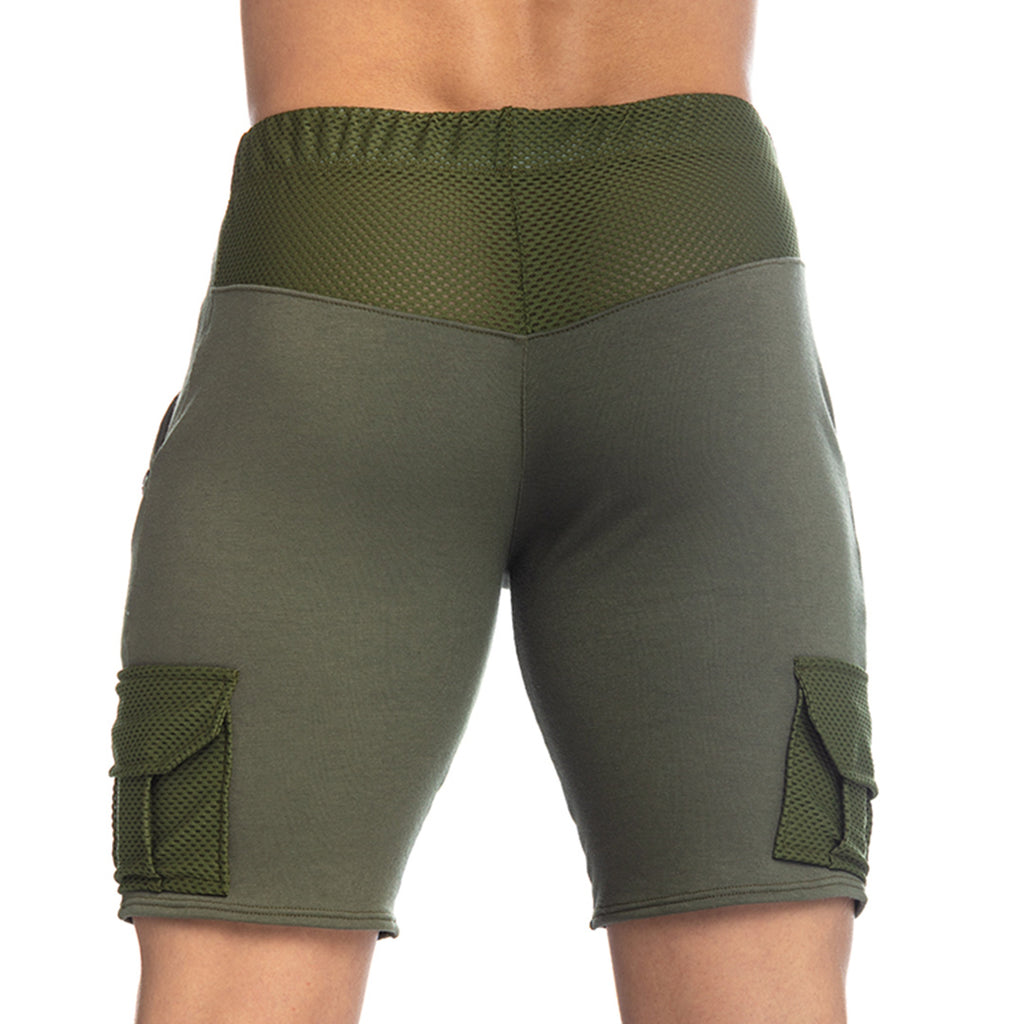 POCKET GREEN SHORT - Men's green sport shorts. Men's shorts.